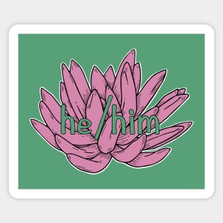 He/Him Pronoun - Succulent (pink/green) Sticker